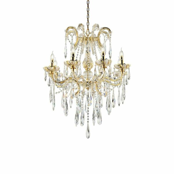 Ore Furniture 35 in. Luminere Crystal Matte Gold 8 LED Lights Chandelier K-5806H